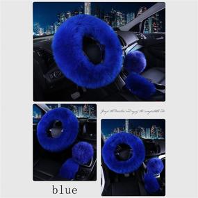 img 2 attached to Накидка на руль Vacallity Fluffy, 1 комплект из 3 штук, пушистая, универсальная, подходит для колес диаметром 15 дюймов, в комплекте нарукавник и накладка на рычаг переключения передач. Мягкая и прочная, подходит для женщин и девочек. Теплые зимние аксессуары для автомобиля (Голубой)".