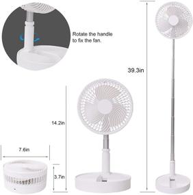 img 1 attached to 🌬️ Convenient and Versatile Portable Desk Fan: Foldable Stand, Adjustable Height, 4 Speeds, Time Settings, Rechargeable Battery, Telescopic Oscillation – USB Charging (WHITE)