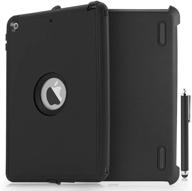 📱 rugged black ipad 9.7 case- heavy duty, waterproof, shockproof- fits 5th/6th generation ipads- includes stylus logo