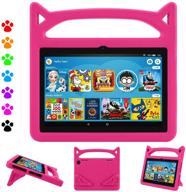 dinines shockproof kids case for fire hd 8 & fire hd 8 plus tablet (2020, 10th gen) – pink logo