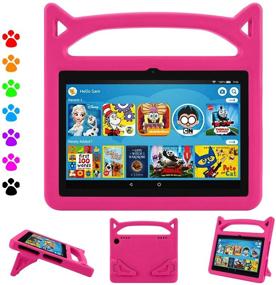 img 4 attached to Dinines Shockproof Kids Case for Fire HD 8 & Fire HD 8 Plus Tablet (2020, 10th Gen) – Pink