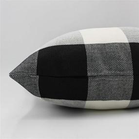 img 3 attached to 🖤 LHKIS Set of 2 Black and White Buffalo Checked Plaid Throw Pillow Covers 16x16 - Decorative Cushion Cases for Couch, Sofa, Bedroom, Car