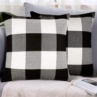 🖤 lhkis set of 2 black and white buffalo checked plaid throw pillow covers 16x16 - decorative cushion cases for couch, sofa, bedroom, car логотип