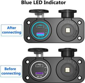 img 1 attached to 🚗 [2021 Latest] Waterproof 12V Car Cigarette Lighter Socket with Quick Charge 3.0 & PD 3.0 USB Charger Power Outlet, Button Switch - Ideal for Boats, Motorcycles, Golf Carts, RVs, and More!