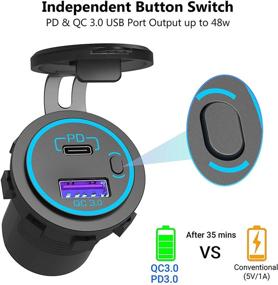 img 3 attached to 🚗 [2021 Latest] Waterproof 12V Car Cigarette Lighter Socket with Quick Charge 3.0 & PD 3.0 USB Charger Power Outlet, Button Switch - Ideal for Boats, Motorcycles, Golf Carts, RVs, and More!