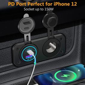 img 2 attached to 🚗 [2021 Latest] Waterproof 12V Car Cigarette Lighter Socket with Quick Charge 3.0 & PD 3.0 USB Charger Power Outlet, Button Switch - Ideal for Boats, Motorcycles, Golf Carts, RVs, and More!