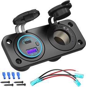 img 4 attached to 🚗 [2021 Latest] Waterproof 12V Car Cigarette Lighter Socket with Quick Charge 3.0 & PD 3.0 USB Charger Power Outlet, Button Switch - Ideal for Boats, Motorcycles, Golf Carts, RVs, and More!