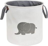🐘 homeware organizing bin: hiyagon storage baskets for baby nursery, toys, laundry & clothing - cotton elephant foldable round design - ideal gift option logo