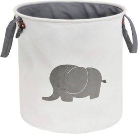 img 4 attached to 🐘 Homeware Organizing Bin: HIYAGON Storage Baskets for Baby Nursery, Toys, Laundry & Clothing - Cotton Elephant Foldable Round Design - Ideal Gift Option