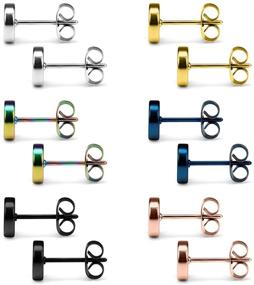 img 2 attached to 🎯 Set of 6 Pairs of 20G Stainless Steel Flat Top Barbell Stud Earrings, Same Sizes 3-8mm, Ideal for Men and Women