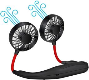 img 2 attached to 🌀 Stay Cool Anywhere with the Cellet Hands Free Portable Double Side Neck Held Fan - Rechargeable USB Battery Personal Mini Fan (Black)