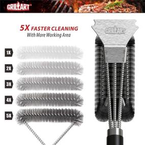 img 2 attached to 🔥 GRILLART BBQ Grill Brush and Scraper - Extra Long 18-Inch Handle - Safe Wire Bristles Barbecue Cleaning Brush for Gas/Charcoal Grates - Triple Scrubber Grilling Cleaner