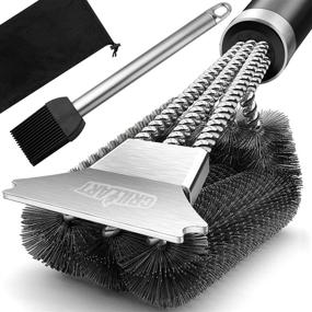 img 4 attached to 🔥 GRILLART BBQ Grill Brush and Scraper - Extra Long 18-Inch Handle - Safe Wire Bristles Barbecue Cleaning Brush for Gas/Charcoal Grates - Triple Scrubber Grilling Cleaner