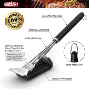 img 3 attached to 🔥 GRILLART BBQ Grill Brush and Scraper - Extra Long 18-Inch Handle - Safe Wire Bristles Barbecue Cleaning Brush for Gas/Charcoal Grates - Triple Scrubber Grilling Cleaner