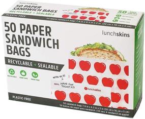 img 4 attached to 🍏 Recyclable & Sealable Paper Sandwich Bags, 50-Count, Apple - Lunchskins