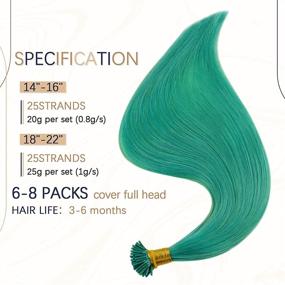 img 3 attached to 💇 Расширения волос 💙 RUNATURE Teal I Tip - 22 дюйма, шелковисто прямые, предварительно связанные кератиновыми расширениями волос - 100% натуральные волосы - 1 г/сек