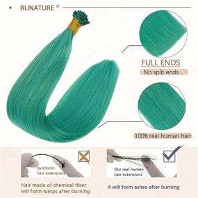 img 1 attached to 💇 Расширения волос 💙 RUNATURE Teal I Tip - 22 дюйма, шелковисто прямые, предварительно связанные кератиновыми расширениями волос - 100% натуральные волосы - 1 г/сек