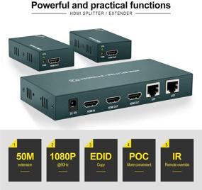 img 3 attached to HDMI Extender Splitter 1x2 with IR, UHD 1080P@60Hz, Extended Range of 165ft (50m) Over CAT5e/CAT6/CAT7 Cable, Dual Channel Transmission + HDMI Loop Out
