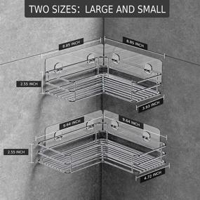 img 1 attached to 🚿 Premium Nieifi Adhesive Corner Shower Caddy Shelf Basket Rack with Hooks - Rust Proof Stainless Steel Bathroom Shelf Shampoo Holder - No Drilling - 2 Pack