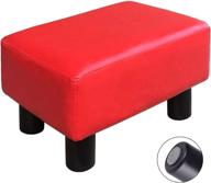 🔴 modern pu leather footrest ottoman stool - touch-rich small seat chair footstool in vibrant red logo