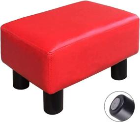 img 4 attached to 🔴 Modern PU Leather Footrest Ottoman Stool - TOUCH-RICH Small Seat Chair Footstool in Vibrant Red