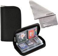 🎒 black memory card carrying case - ideal for micro sd, mini sd, and 4x cf cards, card holder bag wallet with microfiber cleaning cloth for efficient storage logo