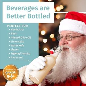 img 3 attached to 🍾 Set of 6, 16oz Otis Classic Swing Top Glass Bottles with Marker &amp; Labels - Clear Bottles with Caps for Juice, Water, Kombucha, Wine, Beer Brewing, Kefir Milk or Eggnog