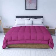 🛏️ premium microfiber comforter - all season 200 gsm plush alternative duvet insert with 6 built-in corner loops, reversible & lightweight - king size, deep orchid/pink logo