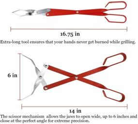 img 3 attached to 🔴 Extra Light and Long Aluminium Barbecue Grill Tong Set - KAMaster Scissors Tongs for Easy Food Control on BGE, Grill Accessories with Red Handle