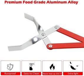 img 2 attached to 🔴 Extra Light and Long Aluminium Barbecue Grill Tong Set - KAMaster Scissors Tongs for Easy Food Control on BGE, Grill Accessories with Red Handle