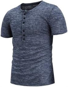 img 1 attached to 👕 Men's Casual Shirts with Henley Sleeves and Button Details