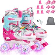 🛼 adjustable roller skates for kids - light up wheels, protective gear, outdoor & indoor use - beginner boys and girls roller skates with sport package logo