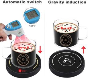 img 1 attached to ☕ Coffee Mug Warmer: Smart Thermostat Coaster for Hot Tea at Office/Home Desk - Auto On/Off, Gravity Switch, 135F, LED Indicator