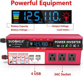 img 3 attached to SUDOKEJI 1000W/2000W Power Inverter for Car with LCD Display, DC 12V to AC 110V 120V, Portable Adapter with 3 AC Outlets and 4X 2.4A USB Ports, Ideal for Truck/RV with 12V Car Cigarette Lighter