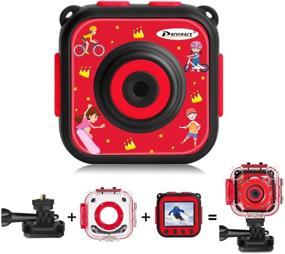 img 4 attached to PROGRACE Kids Camera Underwater Waterproof Camera For Kids Camcorder For Boys Girls 4X Digital Zoom 3-Level Volume Adjustment(Red)
