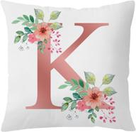 🌟 uini velvet alphabet k throw pillow cover - 18x18 inch english letter k pillowcase, soft square accent cushion cover for bed, sofa, couch - 1pc logo