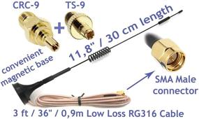 img 3 attached to High-performance 3G 4G LTE Dipole Antenna - Wide Band 7dBi Omni Directional GSM 698-2700Mhz - Magnetic Base 📶 RG316 3ft/0.9m Low Loss Cable - SMA Female to TS-9 and CRC9 - Universal Kit for Verizon & All Devices
