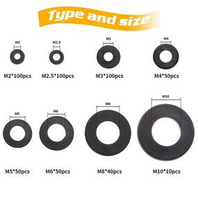 img 3 attached to ⚙️ Essential 500PCS Black Nylon Washers Assortment Kit - M2, M2.5, M3, M4, M5, M6, M8, M10 Metric Sealing Spacer Gasket Rings