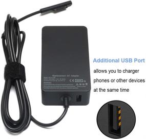 img 1 attached to 65W Portable Charger for Microsoft Surface Pro 3, 4, 5, 6, 7 Series | Surface Book, Laptop, 3/2/1 Charger | Wall Plug Adapter Power Supply Cord