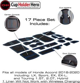 img 2 attached to Premium CupHolderHero Accessories for Honda Accord 2018-2022 – Custom Non-Slip Anti Dust Cup Holder Inserts, Center Console Liner Mats, Door Pocket Liners 17-pc Set (Blue Trim)