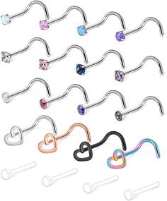 img 3 attached to 👃 Ruifan 316L Surgical Steel Nose Screw Rings with Opal & Clear CZ – Gorgeous Body Piercing Jewelry Collection, 1.5mm-3mm, 8-20PCS