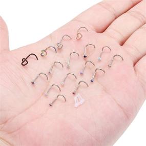 img 1 attached to 👃 Ruifan 316L Surgical Steel Nose Screw Rings with Opal & Clear CZ – Gorgeous Body Piercing Jewelry Collection, 1.5mm-3mm, 8-20PCS