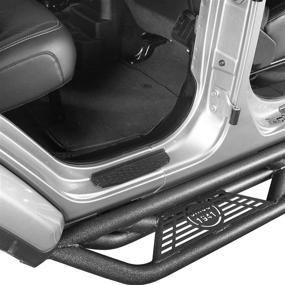 img 1 attached to 🚪 Hooke Road Black Door Sill Entry Guard Plate Thresholds for Jeep JL Wrangler Unlimited/Gladiator JT | 2018-2021