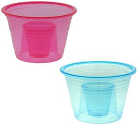 img 3 attached to 🎉 Vibrant 50-Assorted Neon Colors Disposable Party Bomber Shot Glasses - Red & Blue Shot Cups