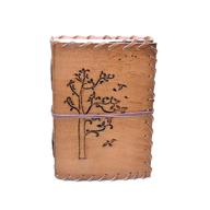 📔 genuine leather bound notebook journal - vintage notebooks, blank diary pages - journal for men, women - tree and birds print, 5x7" travel diary - antique style - ideal gifts for her - sanctuary traders logo