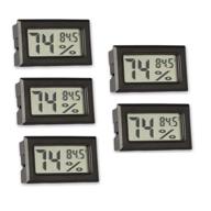 🌡️ mini thermometer hygrometer 5 pack – small digital temperature humidity meters gauge for indoor outdoor use – lcd display monitor in fahrenheit (℉) – ideal for humidors, greenhouse, home, room, cellar, fridge логотип