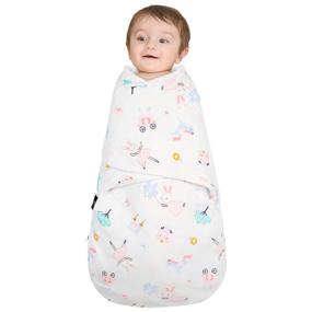 img 4 attached to 🐰 Ginmic Baby Swaddle Blanket: Easy Diaper Changes Zipper & Adjustable Sleep Sack 3-6 Months - Rabbit Medium