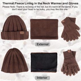 img 1 attached to MAYLISACC 3-Piece Knit Beanie Hat Scarf and Glove Set: Unisex Winter Caps, Neck Warmer with Touchscreen Gloves