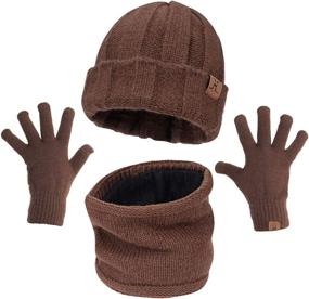 img 4 attached to MAYLISACC 3-Piece Knit Beanie Hat Scarf and Glove Set: Unisex Winter Caps, Neck Warmer with Touchscreen Gloves