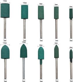 img 2 attached to ⚙️ HEYMOUS Rubber Polishing Bits - Bullet Cylinder Shape Polishing Burrs Bit for Electric Drills and Rotary Tools - 3mm Mandrel - Pack of 20 Pieces (Green)